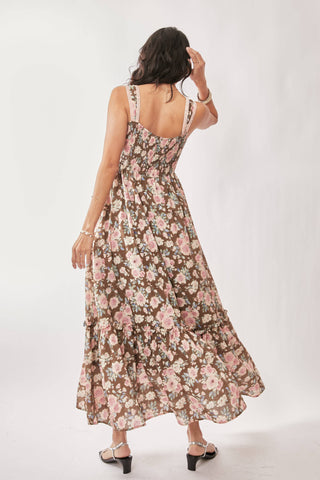 Amelie Mocha Rose Floral Dress