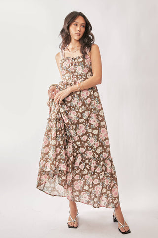 Amelie Mocha Rose Floral Dress