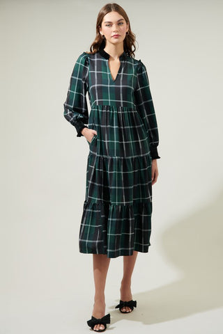 Sweet Beyond Plaid Midi Dress