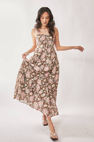 Amelie Mocha Rose Floral Dress