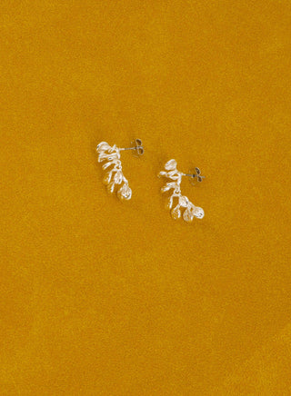 Leaf Drop Earrings • Silver