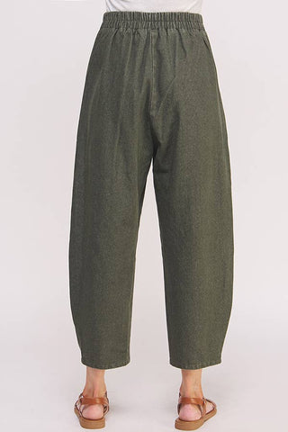 High Waisted Barrel Pants in Olive
