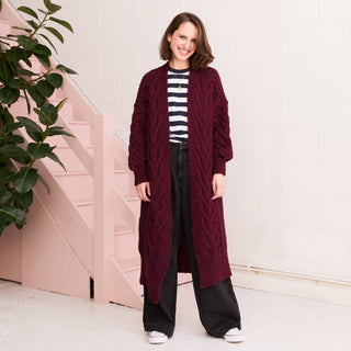 Alex Cable Oversized Maxi Cardigan - Burgundy