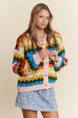 Spring Bloom Fish Scales Knit Cardi