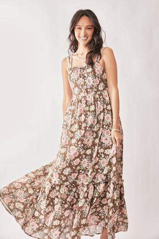 Amelie Mocha Rose Floral Dress