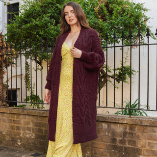 Alex Cable Oversized Maxi Cardigan - Burgundy