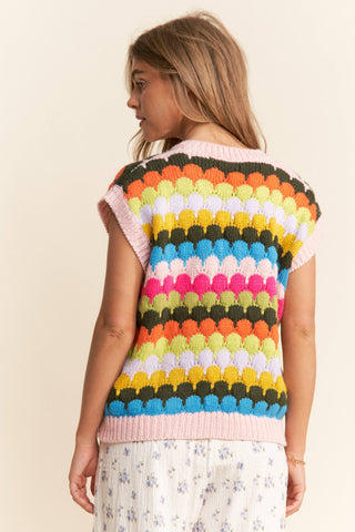 Spring Bloom Fish Scales Knit Vest