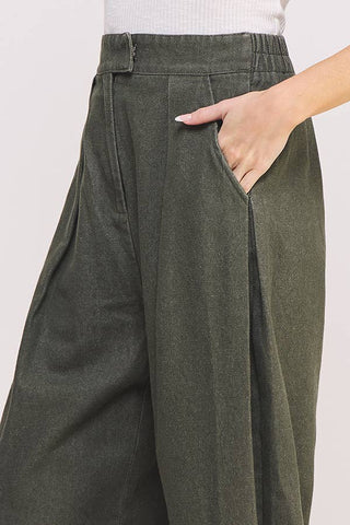 High Waisted Barrel Pants in Olive