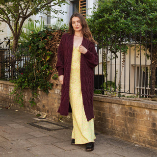 Alex Cable Oversized Maxi Cardigan - Burgundy