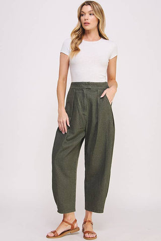 High Waisted Barrel Pants in Olive