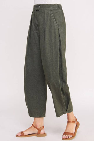 High Waisted Barrel Pants in Olive