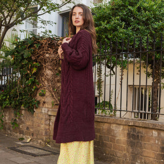 Alex Cable Oversized Maxi Cardigan - Burgundy