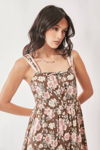 Amelie Mocha Rose Floral Dress