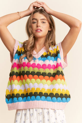 Spring Bloom Fish Scales Knit Vest