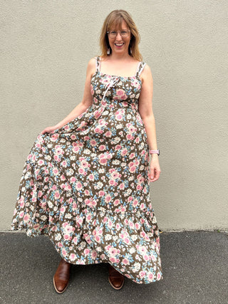 Amelie Mocha Rose Floral Dress