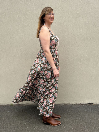 Amelie Mocha Rose Floral Dress