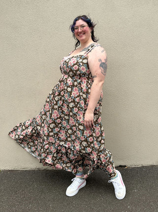 Amelie Mocha Rose Floral Dress