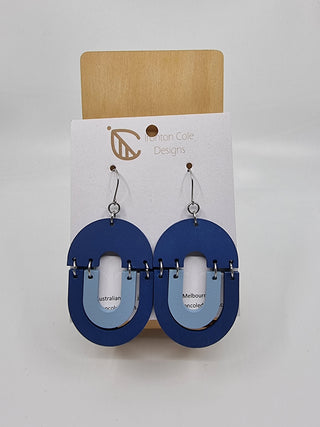 Triple Arch Wooden Earrings – Blue