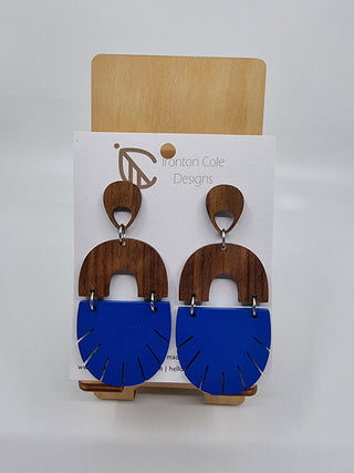 Walnut & Blue Wood Earrings