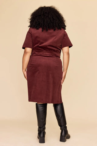 Burgundy Cord Zip It Good Dress