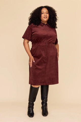 Burgundy Cord Zip It Good Dress