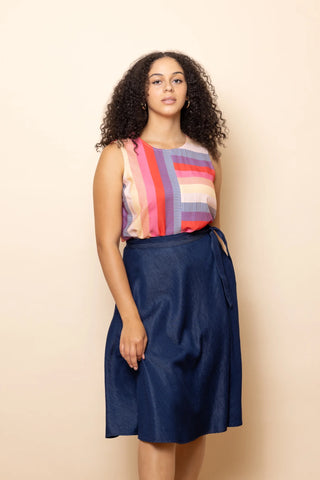 Denim Chambray Wrap Skirt