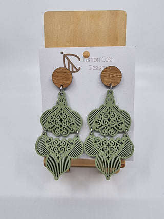 Chandy Wood Earrings – Eucalyptus Green