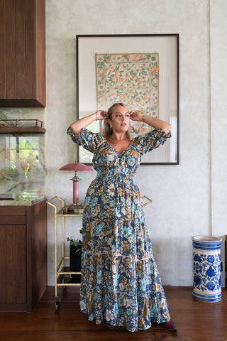 Fortune Teller Maxi Dress (Short Sleeve) – Misty Blue