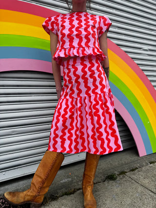 Gail Skirt - Pink Squiggle