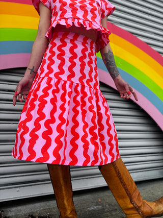 Gail Skirt - Pink Squiggle