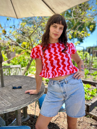 Gail Top - Pink Squiggle