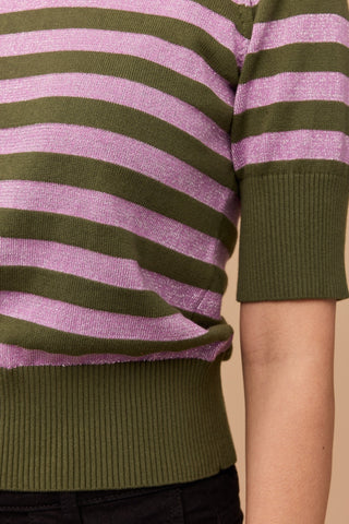 Green and Disco Lilac Stripe Knit