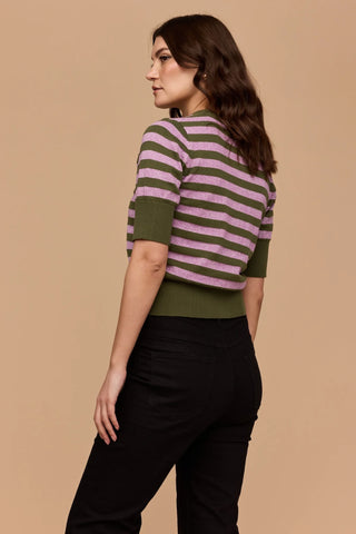 Green and Disco Lilac Stripe Knit