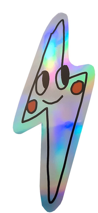 Happy Lightning Bolt sticker (holographic finish)