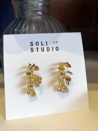 Leaf Drop Earrings • Gold