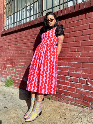 Linen Naomi - Pink Squiggle