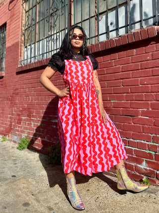 Linen Naomi - Pink Squiggle