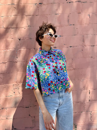 Linen Olivia Top – Super Bloom