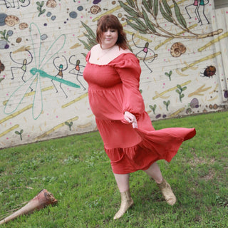 Luca Square Neck Smock Dress - Cinnamon