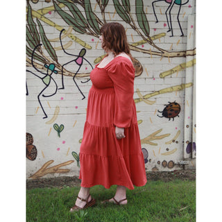 Luca Square Neck Smock Dress - Cinnamon