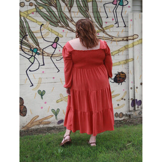 Luca Square Neck Smock Dress - Cinnamon