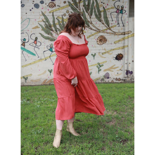 Luca Square Neck Smock Dress - Cinnamon