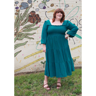 Luca Square Neck Smock Dress - Hunter Green