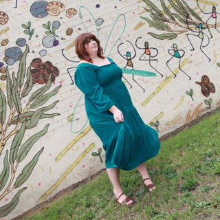 Luca Square Neck Smock Dress - Hunter Green