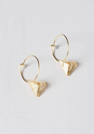 Mini Hoop Tri-crystal Yellow - Gold