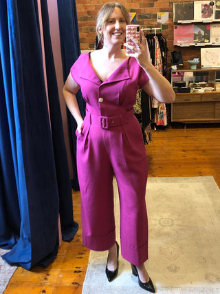 On A High Note Jumpsuit - Magenta