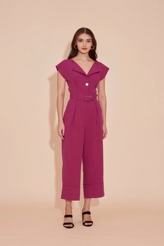 On A High Note Jumpsuit - Magenta