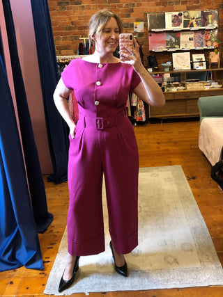 On A High Note Jumpsuit - Magenta