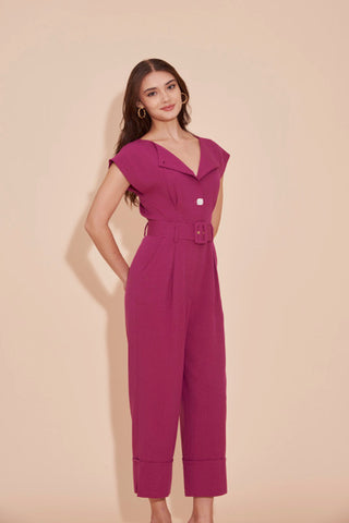 On A High Note Jumpsuit - Magenta
