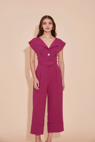 On A High Note Jumpsuit - Magenta
